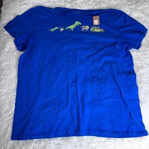 Jurassic Park Mens 2XL Blue Graphic T-Shirt Chibi Dinosaur T-Rex Movie Tee